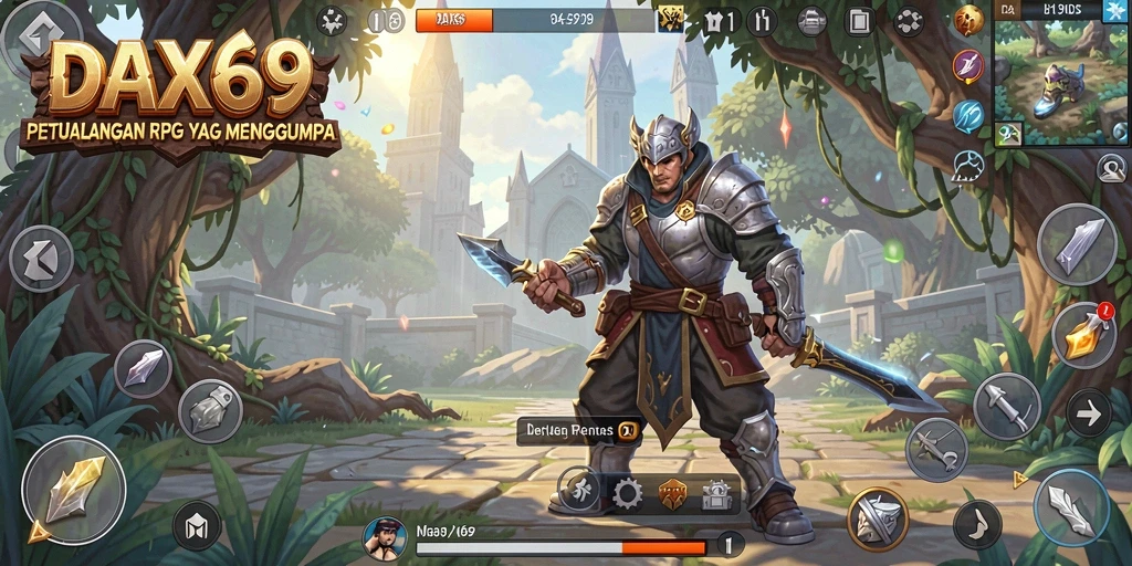 Tangkapan layar DAX69 menampilkan aksi seru dalam pertarungan RPG.