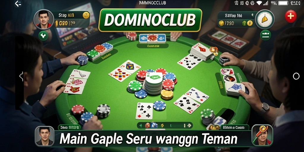 Tampilan gameplay seru DOMINOCLUB saat bermain Gaple dengan teman.