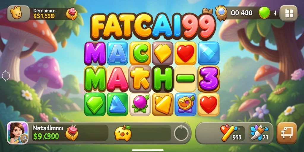 Tampilan gameplay seru dari FATCAI99 dengan objek match-3 yang menarik.