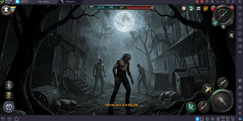 Gameplay JOS77 menampilkan suasana horor yang mencekam.
