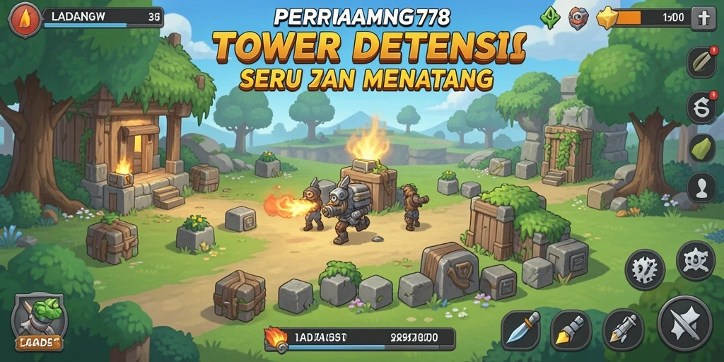 Tampilan gameplay seru di LADANG78 dengan strategi Tower Defense.