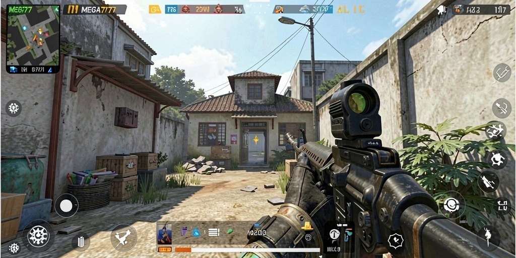 Tampilan gameplay mendebarkan di medan pertempuran MEGA777.